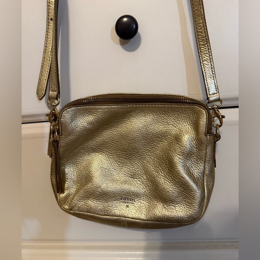 Fossil Metallic Gold Crossbody Bag